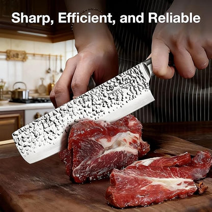 imarku Nakiri Knife,7 Inch High Carbon Stainless Steel Japanese Chef Knife,Razor Sharp Chopping Vegetable and Meat Cleaver Kitchen Knife with Ergonomic Handle,Mothers Day Gifts for Mom - Image 8