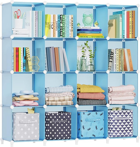 HOMIDEC Cube Storage Organizer 16-Cube Closet Organizer, Portable Closet Organizer Cubes Shelves for Clothes, Bedroom, Wardrobe, Kids Room, Bookshelf for Kids by DecorateYourHome