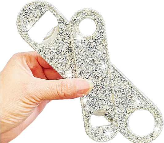 Beer Bottle Opener Diamond Bling Crystal Opener for Beer, Can, Soda Personalized Bartender Bottle Opener for Bar, Party, Travel,Church Package-2Pcs