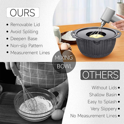 4-1 Colander with Lid Set - Rotatable Strainer With Bowl(Patented), Pasta Strainer with New Upgraded Graters, Strainer And Colanders, Fruit Cleaner, Veggie Wash, Apartment Kitchen Gadgets - Grey - Image 5