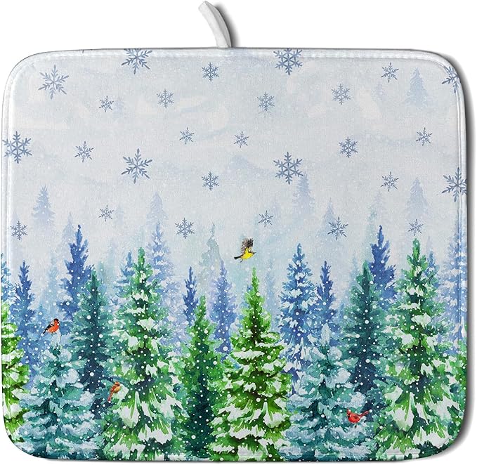 Winter Dish Drying Mat Forest Kitchen Mat for Counter for Home Season Decor 18 X 16 In by Giwawa