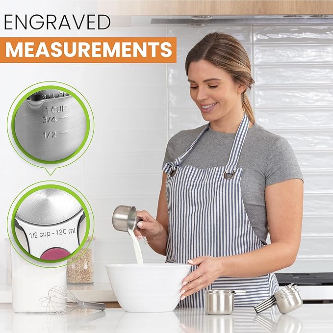 Spring Chef Magnetic Stainless Steel Measuring Cups, Patented, Kitchen Tools with Easy to Read Markings for Measuring Dry or Liquid Ingredients, Set of 7, Mountain Sunrise - Image 5