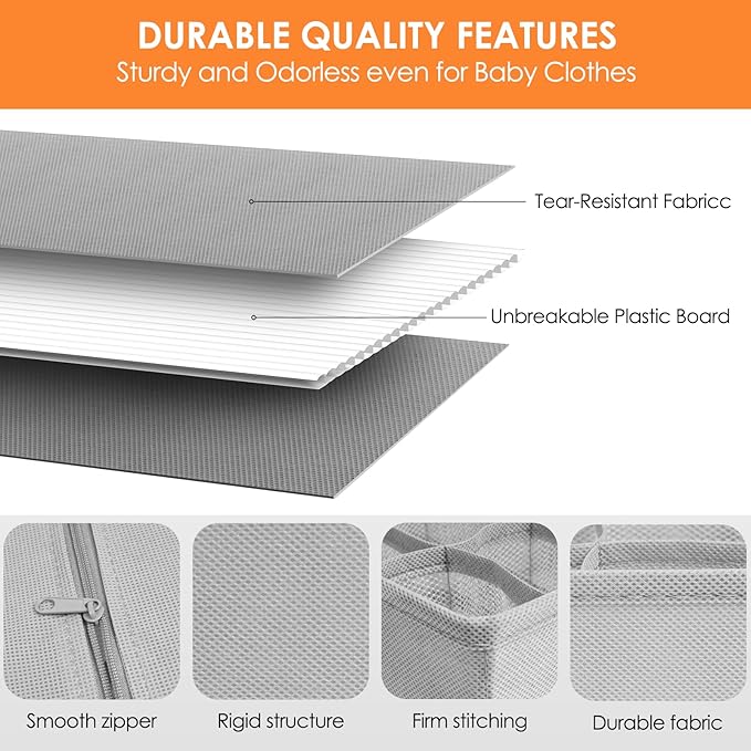 Criusia 12 Pack Sock Underwear Drawer Organizer Dividers, 116 Cells Fabric Foldable Dresser Closet Organizers and Storage Bins for Baby Clothing, Women Men Underwear Socks, Bra, Ties, Scarf - Image 4