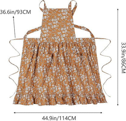 Pinknoke Vintage Pinafore Apron Dress for Women with Pockets Cute Floral Chef Aprons for Kitchen Cooking Baking Gardening - Image 6