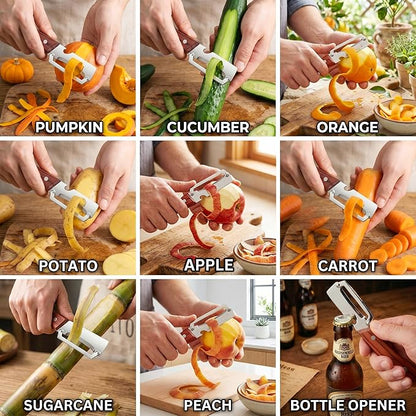 Multifunctional Vegetable Peeler for Kitchen & Bottle Opener,2 in 1 Stainless Steel Paring Knife for Fruit Veggie,Kitchen Gadgets for Sugar Cane Potato Fruit Pineapple Pumpkin Veggie Peeler(2 PCS) - Image 2