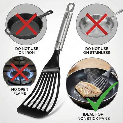 KSENDALO Fish Spatula for Nonstick Pans 2-Pack - Thin Turner for Eggs & Fish | LFGB Nylon, 10,000+ Reviews | Dishwasher Safe - Image 6