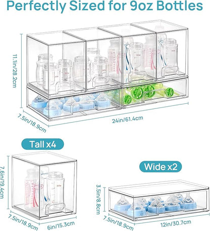 Vtopmart 6 Pack Baby Bottle Organizer Set, Stackable Storage Drawers Ideal for Kichen Countertop, Vanity, Bathroom, Cabinet, Pantry Organization - Image 2