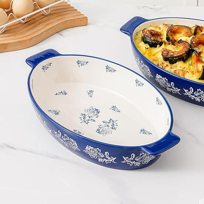 Wisenvoy Casserole Dish Baking Dish Ceramic Au Gratin Baking Dish Lasagna Pan Oval Casserole Dishes for Oven - Image 3
