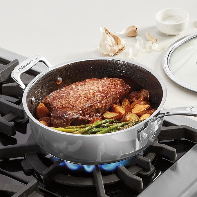 Cuisinart FusionPlus Hybrid Stainless Steel Cookware, 3.5-Quart Sauté Pan with Cover and Helper, PFAS-Free PURELYSEAR Ceramic Technology, Scratch Proof, Cool Grip Handles, Dishwasher Safe