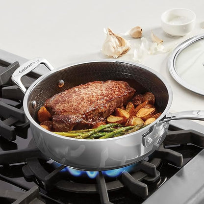 Cuisinart FusionPlus Hybrid Stainless Steel Cookware, 3.5-Quart Sauté Pan with Cover and Helper, PFAS-Free PURELYSEAR Ceramic Technology, Scratch Proof, Cool Grip Handles, Dishwasher Safe