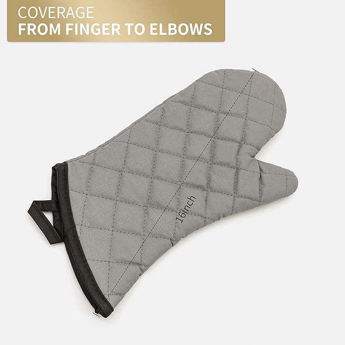ARCLIBER Oven Mitts 1 Pair of Terry Cloth Lining - Heat Resistant Kitchen Gloves,Flame Oven Mitt Set,15 Inch - Image 7