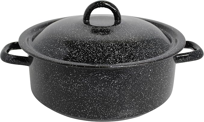 Mirro 4.5 Quart Traditional Vintage Style Black Speckled Enamel on Steel Dutch Oven with Lid, (MIR-10701) by VisitMirro
