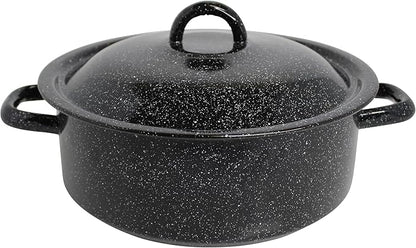 Mirro 4.5 Quart Traditional Vintage Style Black Speckled Enamel on Steel Dutch Oven with Lid, (MIR-10701) by VisitMirro