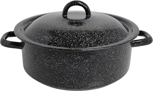 Mirro 4.5 Quart Traditional Vintage Style Black Speckled Enamel on Steel Dutch Oven with Lid, (MIR-10701) by VisitMirro