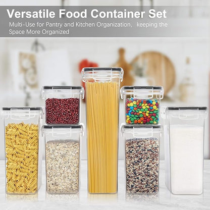 PANTRYSTAR Airtight Food Storage Containers with Lids, 7 PCS BPA Free Kitchen Canisters for Spaghetti, Pasta, Dry Food, Flour and Sugar, Plastic Canisters for Pantry Organization and Storage - Image 4