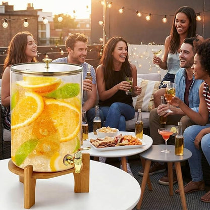 Honeydak 2 Pack 2.5 Gallon Each Amber Glass Drink Dispensers with Spigot, Gold Accent, Beverage Dispensers with Stand for Lemonade Juice Water Iced Tea Cocktails