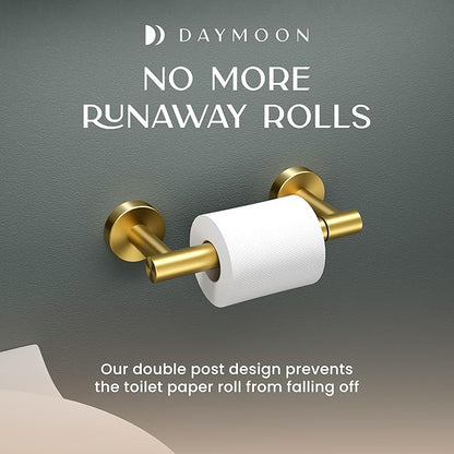 Day Moon™ - Toilet Paper Holder - Modern Roll Holder for Bathroom - 1 Pack - Wall Mount - Classic, Gold - Image 7