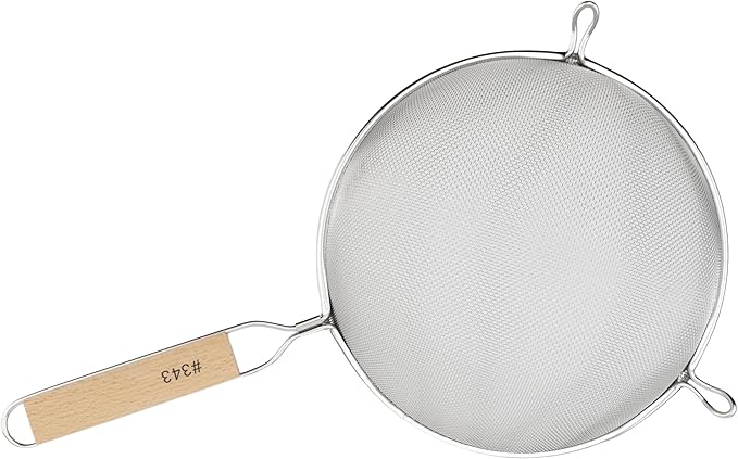 Winco Strainer with Single Fine Mesh, 8-Inch Diameter, Medium, Stainless Steel, Tan,Silver - Image 3