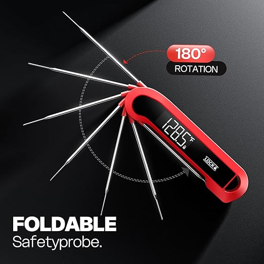 0.3 Sec Instant Read Meat Thermometer Digital for Cooking, ±0.5℉ Precision, Food Thermometer for Grilling, Air Fryer, Smoker, Candy, BBQ Essentials Accessories, Gifts for Him Men Dad Birthday, Red