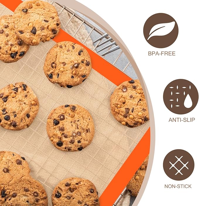 Silicone Baking Mat Set, Reusable Baking Mat, Non-Stick, Food Safe Silicone Mats for Baking, Oven Baking Sheet for Making Cookies, Macaroons, Bread - Image 3