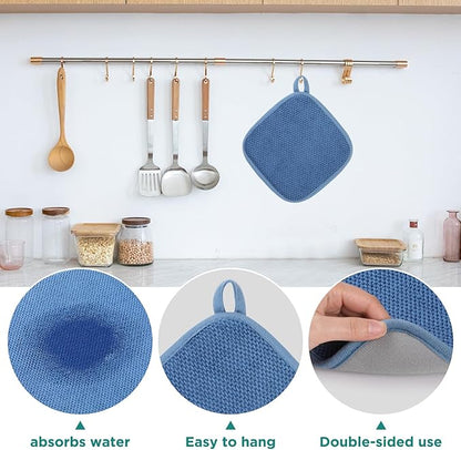 GeeRic Microfiber Dish Drying Mat, Super Absorbent Kitchen Dish Drying Pad, Reversible for Countertop, 7*7 inch Blue - Image 4