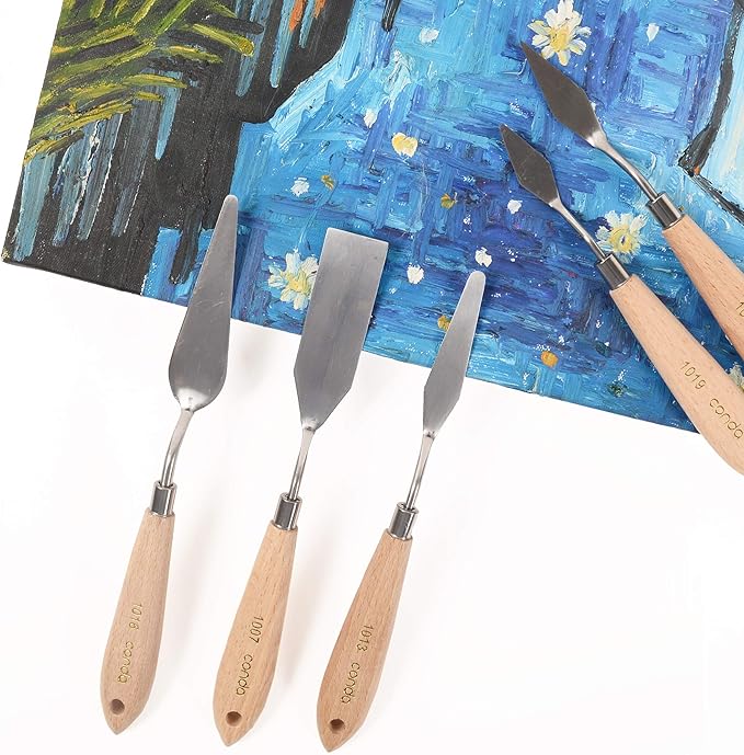 CONDA 11 Piece Stainless Steel Spatula Palette Knife Professional Palette Knife Painting Wood Handle - Image 8