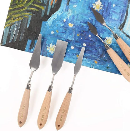 CONDA 11 Piece Stainless Steel Spatula Palette Knife Professional Palette Knife Painting Wood Handle - Image 8