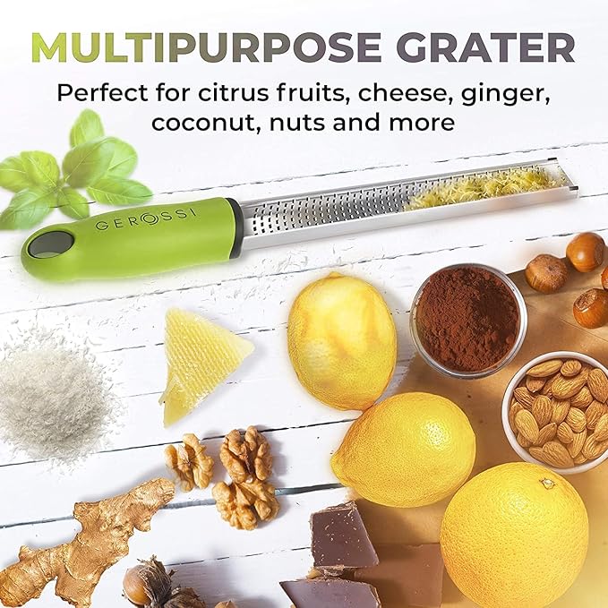 Stainless Steel Cheese Grater & Lemon Zester w/Extra Sharp Blade - Perfect for Lemon, Parmesan, Garlic, Chocolate - Spice Up any Dish in Seconds w/Your Premium Citrus Hand Grater with Handle - Green - Image 5