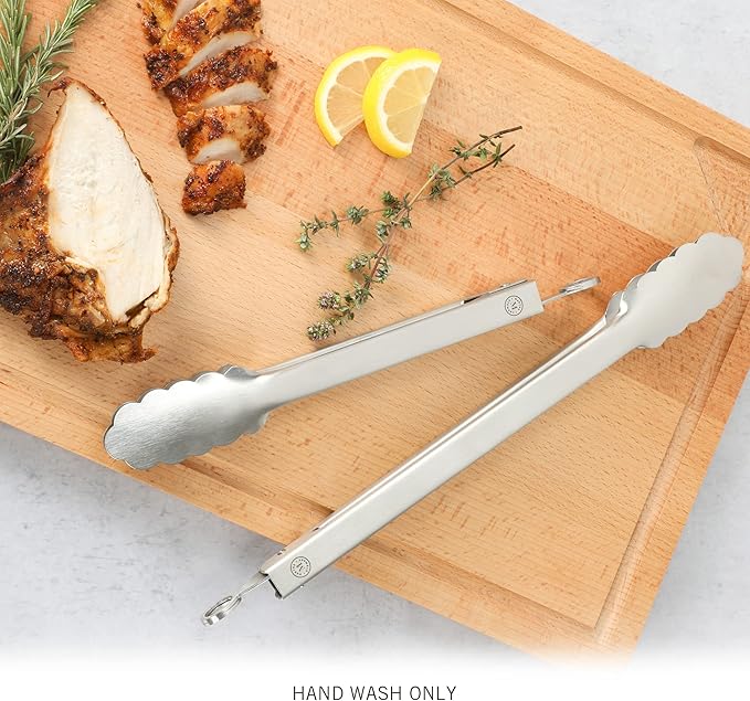 Martha Stewart Richburn 2-Piece Stainless Steel Tongs Set – 12-Inch and 9-Inch Kitchen Tongs for Grilling, Serving, and Cooking - Image 3