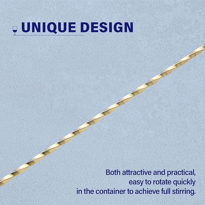 2 Pcs 12 Inches Bar Spoon, Long Handle Mixing Stirrers for Drink, Briout Stainless Steel Bar Cocktail Shaker Spoon, Gold - Image 4