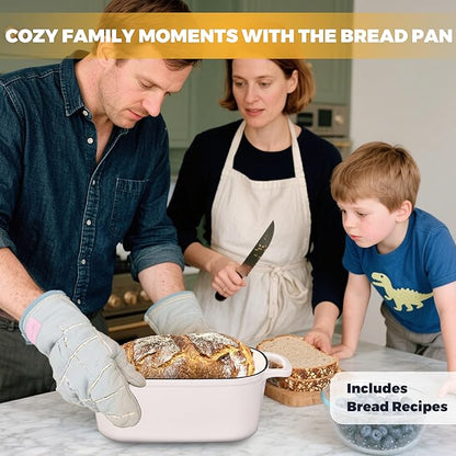 4.6 Quart Dutch Oven for Sourdough Bread Baking, Combo Oval Enameled Cast Iron Bread Pan with Lid, Bread Dutch Oven for a Crispy Crust, White - Image 9
