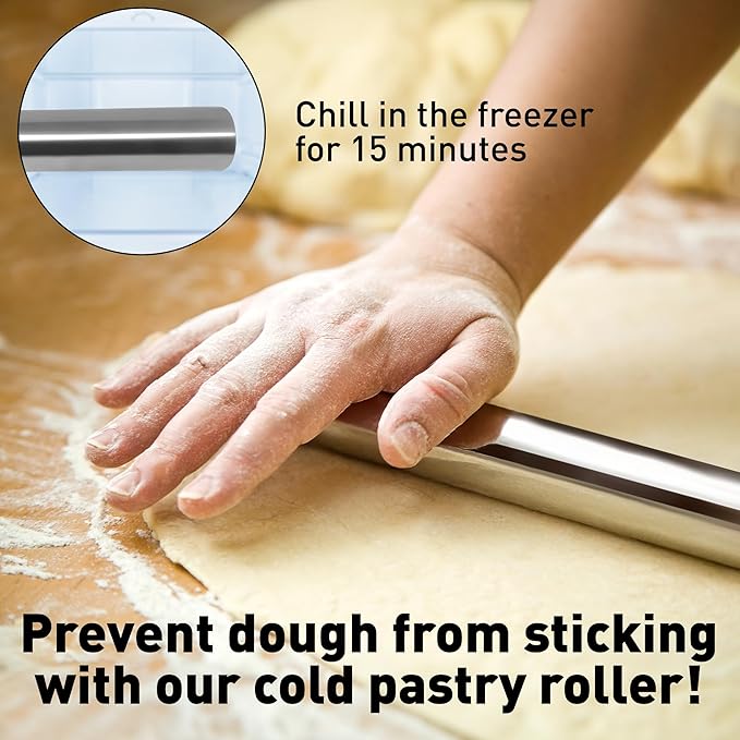 Zulay Kitchen 15.9 inch Professional Stainless Steel Rolling Pin - Lightweight Metal French Rolling Pin - Perfect for Baking, Fondant, Pizza Dough Roller, Dumpling - Image 7