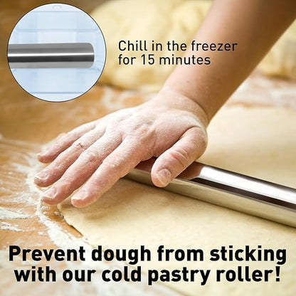 Zulay Kitchen 15.9 inch Professional Stainless Steel Rolling Pin - Lightweight Metal French Rolling Pin - Perfect for Baking, Fondant, Pizza Dough Roller, Dumpling - Image 7
