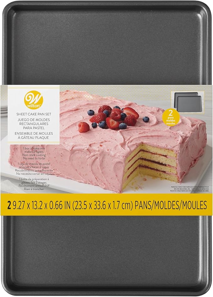 Wilton Easy Layers Sheet Cake Pan, Rectangle Sheet Pan, 2-Piece Baking Sheets Set, Steel by Wilton