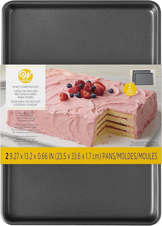 Wilton Easy Layers Sheet Cake Pan, Rectangle Sheet Pan, 2-Piece Baking Sheets Set, Steel by Wilton