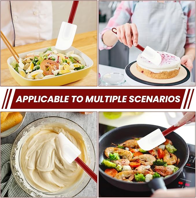 10 Pcs 10 Inch Flexible Rubber Spatulas, Silicone Spatula Set, Commercial Grade Silicone Spatulas Heat Resistant, Non Stick Soft Rubber Scraper for Kitchen Cooking Mixing Frying Spreading Baking