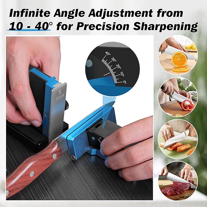 Upgraded Rolling Knife Sharpener Kit – Adjustable 10 – 40°, Removable Diamond Stones (320#, 800#, 2000#), Compact & Portable – Premium Knife Sharpening System for Kitchen & Outdoor Use - Image 4