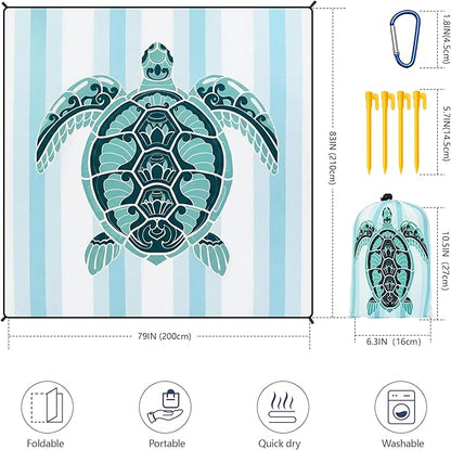 HIHOHO Beach Blanket Waterproof Sandproof Extra Large Beach Mat 79" X 83"/120"x108"for 1-8 Adults Quick Drying Durable Outdoor Picnic Mat for Beach Travel Camping Hiking