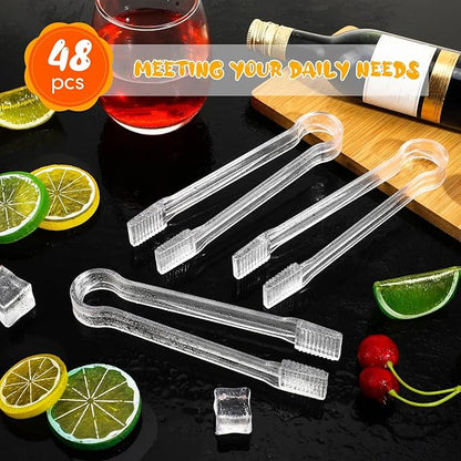 Nuogo 48 Pcs Plastic Buffet Serving Tongs 6.3 Inch One-off Clear Kitchen Tongs Mini Serving Utensils for Food Ice Salad Buffet Barbecue Cookies Tea Coffee Appetizers Party Supplies - Image 5