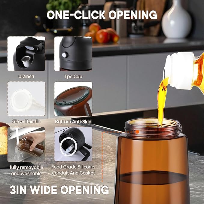 LAKUMIQI 2-in-1 Olive Oil Sprayer for Air Fryer – 16oz Glass Oil Dispenser & Cooking Oil Mister – Spray & Pour Bottle, Non-Aerosol, Leak-Resistant, for Salad, BBQ, Kitchen - Image 4
