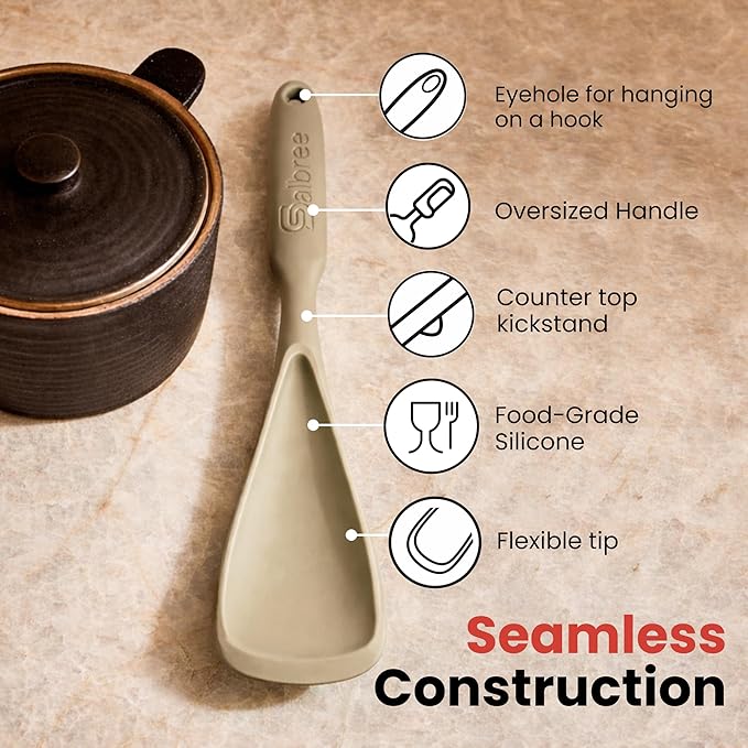 Silicone Spoon Spatula for Cooking - Multifunction Scoop Spatula Spoonula - Heat Resistant Cooking Spoon for Nonstick Cookware - Large Silicone Kitchen Spoon - Seamless Design (Khaki,1pc) - Image 6