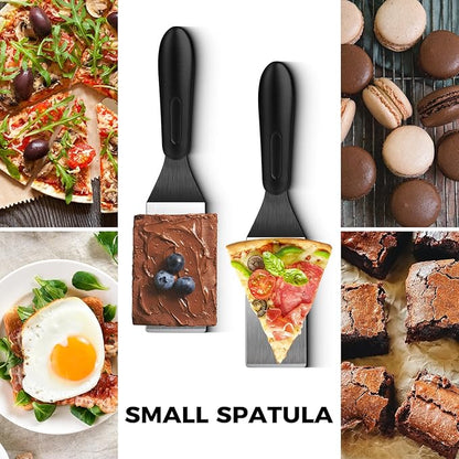 Small Spatula 4 Pieces, Mini Serving Spatula for Kitchen Use, Metal Spatula for Serving and Turning, Ideal for Pancakes, Brownies, Desserts, Cookie, Eggs or Small Pan