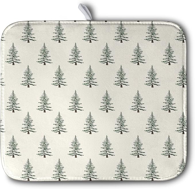 Christmas Tree Dish Drying Mat Winter Xmas Holiday Drying Mats Microfiber Absorbent Dishes Drying Pad Reusable Washable Kitchen Countertop Protector Dish Drainer Rack Mat 16x18 Inch by Kwlegh