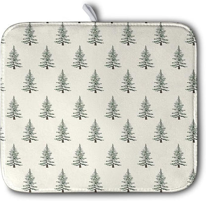 Christmas Tree Dish Drying Mat Winter Xmas Holiday Drying Mats Microfiber Absorbent Dishes Drying Pad Reusable Washable Kitchen Countertop Protector Dish Drainer Rack Mat 16x18 Inch by Kwlegh