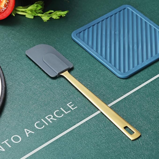 Gold Silicone Spatulas, Berglander Flexible Scrapers Baking Mixing Tool With Titanium Gold Plating, Baking Tools, Heat Resistant, Dishwasher Safe, Easy to Clean - Image 2