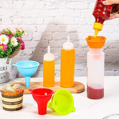 Silicone Funnels 4 Pieces Wide Mouth Funnel Small and Large Flexible Condiment Sauce Canning Set for Squeeze Bottles Jars Cans, Spice Filling Bottles Liquid Oil and Powder(Multi Color) - Image 7