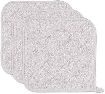 DII Basic Terry Collection Quilted 100% Cotton, Potholder, White, 3 Piece by DII