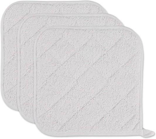 DII Basic Terry Collection Quilted 100% Cotton, Potholder, White, 3 Piece by DII