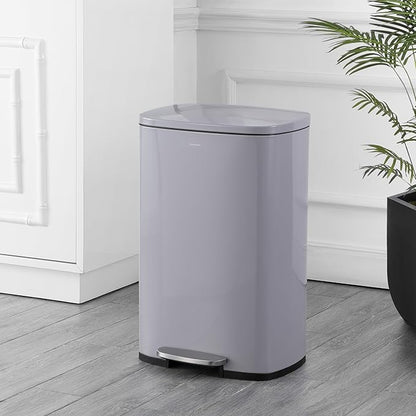 happimess HPM1006I Connor Rectangular 13-Gallon Trash Can with Soft-Close Lid and Free Mini Trash Can, Fingerprint Resistant, Modern, Minimalistic for Home, Kitchen, Office, Bathroom, Fog Gray - Image 2