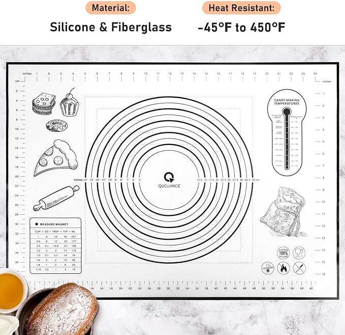Silicone Pastry Mat, Baking Mat for Rolling Out Dough, Dough Mat for Rolling, Fondant Mat, 20''(W)28''(L), Black - Image 2